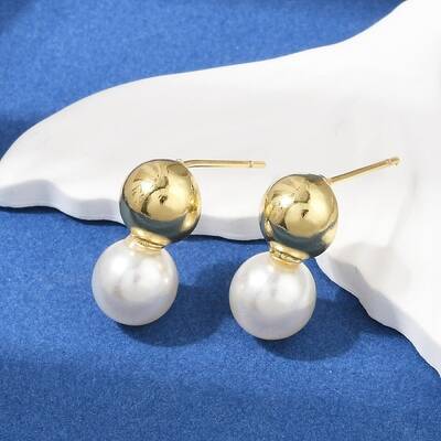 Round Brass Stud Earrings