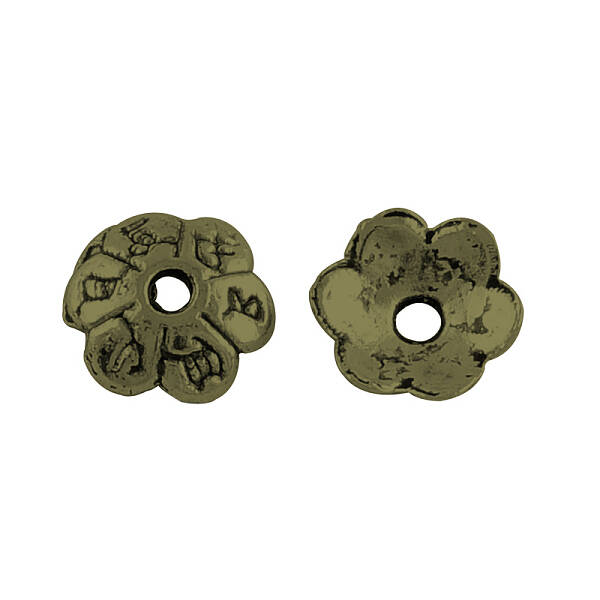 6-Petal Tibetan Style Alloy Flower Bead Caps
