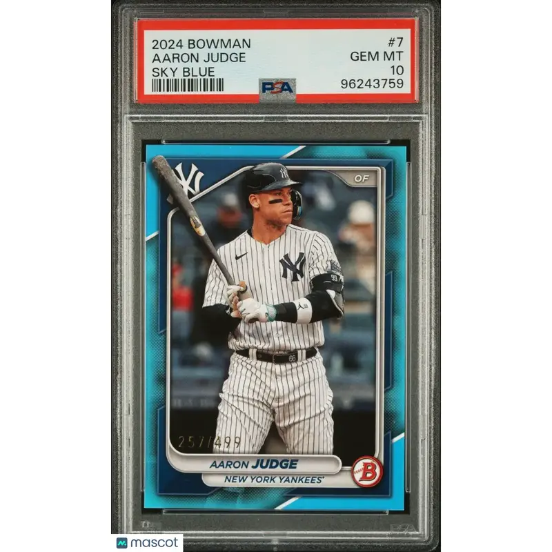 Aaron Judge PSA 2024 Bowman Sky Blue #/499 Parallel New York Yankees 10 GEM MINT