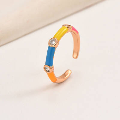 Brass Micro Pave Cubic Zirconia Open Cuff Ring