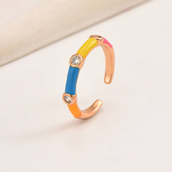 Brass Micro Pave Cubic Zirconia Open Cuff Ring