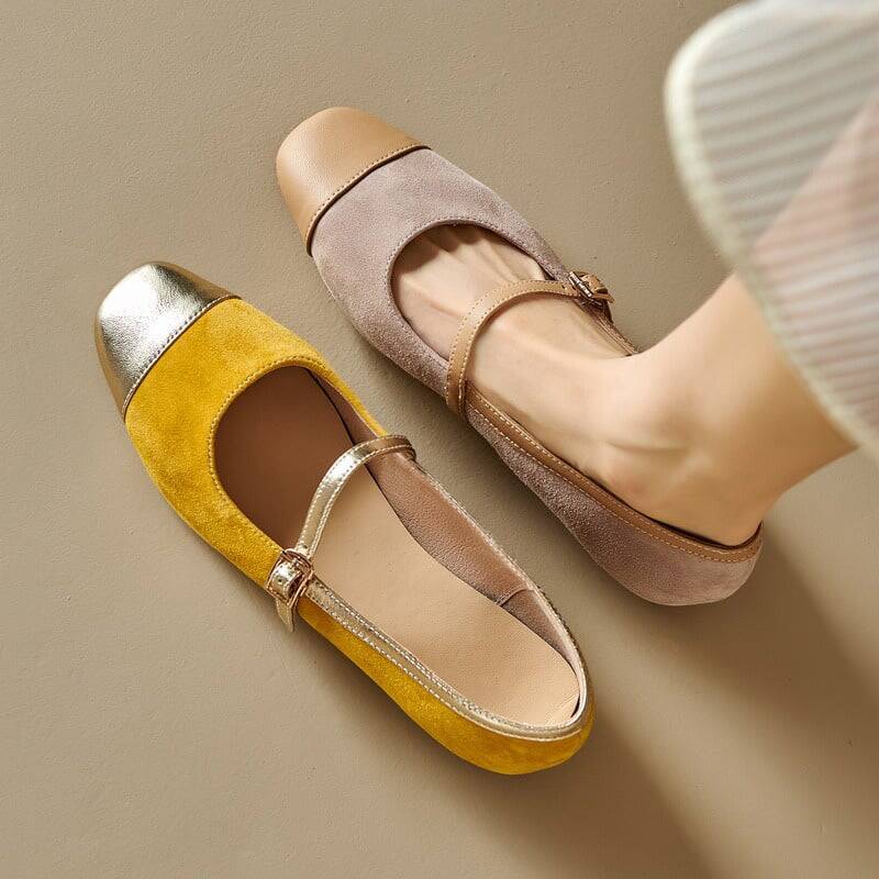CHIKO Vega Square Toe Block Heels Mary Jane Flats