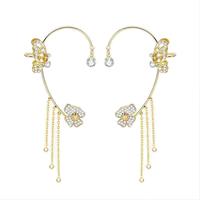 Fairycore Butterfly Tassel Earrings Clip Rhinestone Trendy Ear Clips