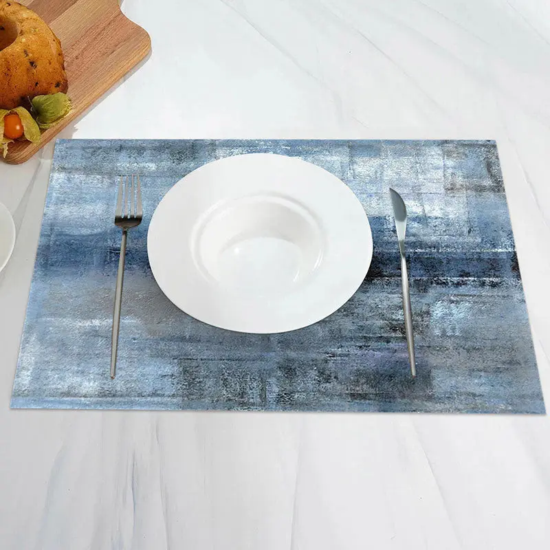 Blue Abstract Art Painting Dining Set Of 4 Placemats - Aperturee