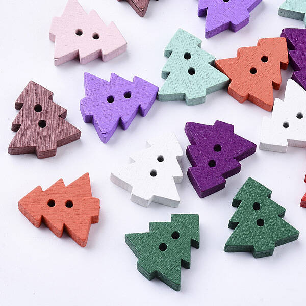 2-Hole Spray Painted Wooden Buttons