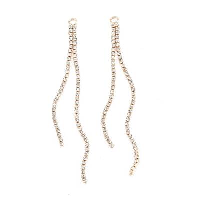 Brass Micro Pave Clear Cubic Zirconia Tassel Pendants