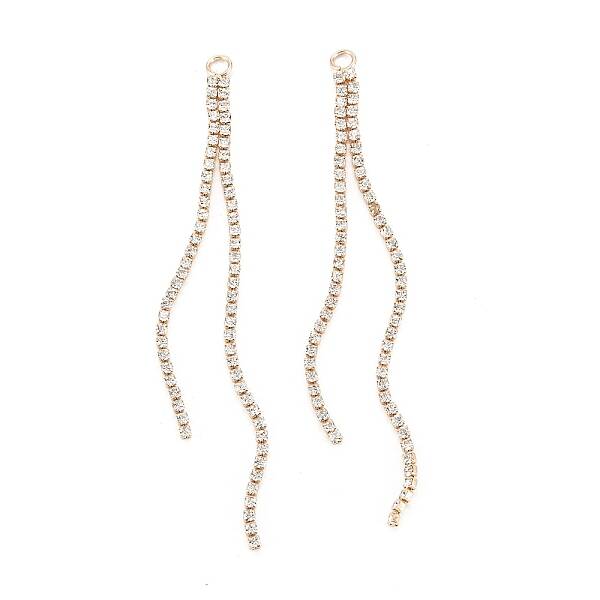 Brass Micro Pave Clear Cubic Zirconia Tassel Pendants