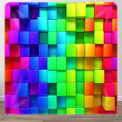 Aperturee Multi Color Cubes Wall Fabric Backdrop For Decoration - Aperturee