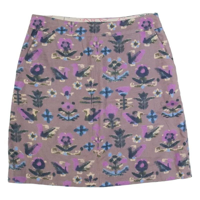 WHITE STUFF Womens Straight Skirt Pink Knee Length Crazy Pattern UK 14