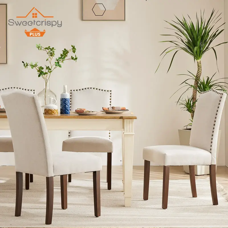 【Super Sale】Dining Chairs, Kitchen Chairs, High-end Upholstered Dining Room Chair with Nailhead Trim and Wood Legs,  for ...