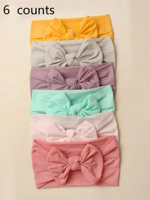 Solid Color Bow Decor Baby Hair Band, Soft Comfortable Bowknot Design Hair Band for Baby Girls & Boys, Cute Hair Accessories ...