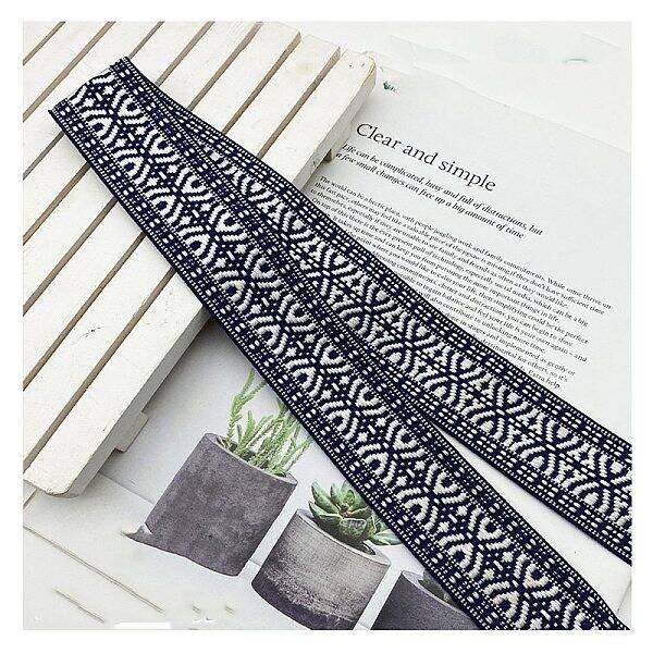 Ethnic Style Embroidery Rhombus Polyester Ribbons