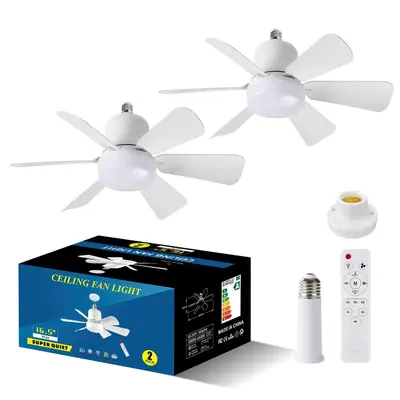 Remote Control E27Ā Ceiling Fan Light, 30W Silent 3-Wind Speed Adjustable Ceiling Fan Lights, Small Fan Light with Detachable...