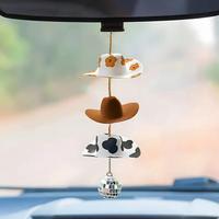 Cowboy Hat Design Car Hanging Ornament, Cute Handmade Mini Wool Hat Decoration, Sunflower Cowboy Hat Decoration, Car Interior...