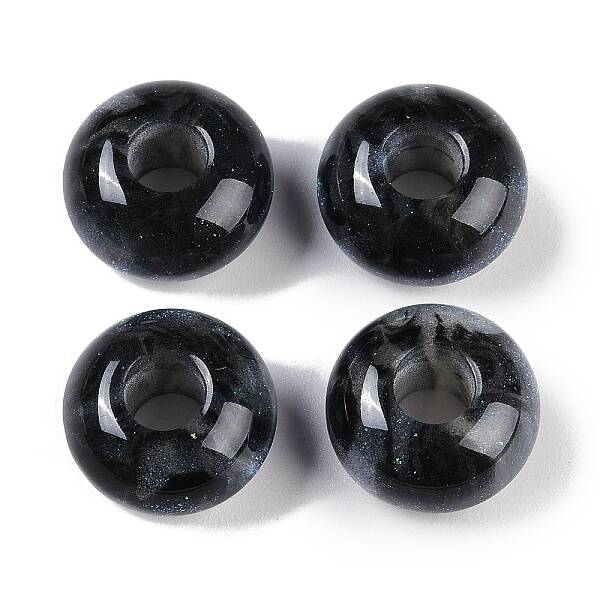 Resin European Beads with Glitter Powder