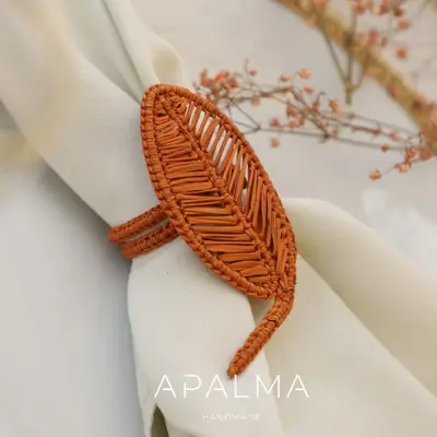Ash Leaf Napkin Ring - Sold by Set | Pack: Pack of 4 | Color: Ochre