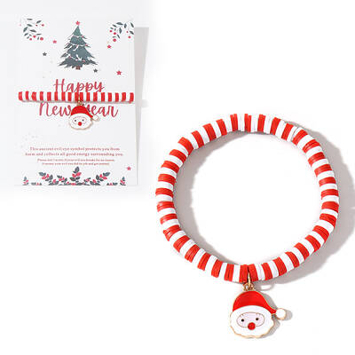 Elegant Christmas Handmade Polymer Clay Heishi Beaded Stretch Bracelets