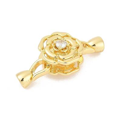 Brass Micro Pave Clear Cubic Zirconia Fold Over Clasps