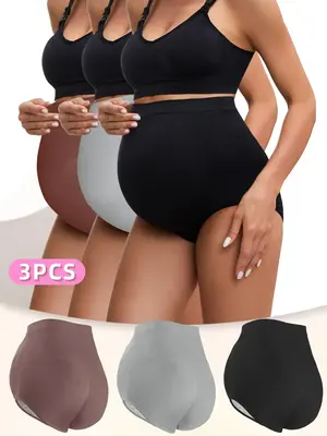 Maternity Solid Color High Waist Panty, Comfortable Breathable Maternity Underwear for Daily Wear, Soft Maternity Underwear ...