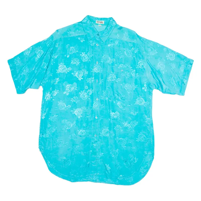 SPENGLER Womens Shirt Blue Floral Long Sleeve M