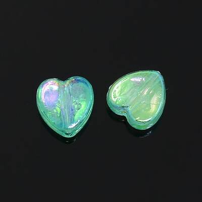 Green AB color Plated Acrylic Heart Beads