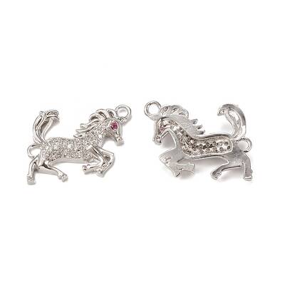 Brass Micro Pave Clear Cubic Zirconia Connector Charms