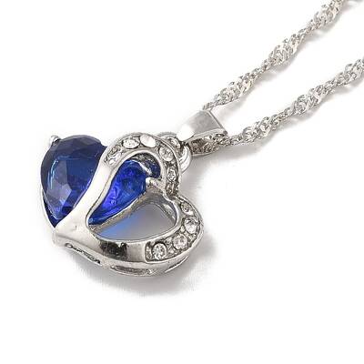 Resin Heart Pendant Necklace with Singapore Chains
