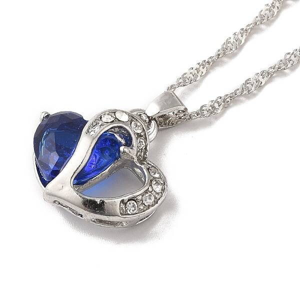 Resin Heart Pendant Necklace with Singapore Chains