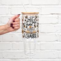 Sip-Sip Hooray! One More Chapter 40oz Glass Tumbler with Lid & Straw – Book Lover Gift, BookTok, Reader Gift, Reusable Drin...
