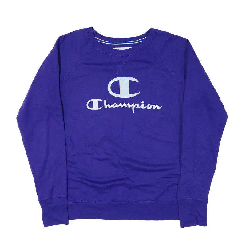 CHAMPION Sweatshirt Purple Crew Neck Womens S