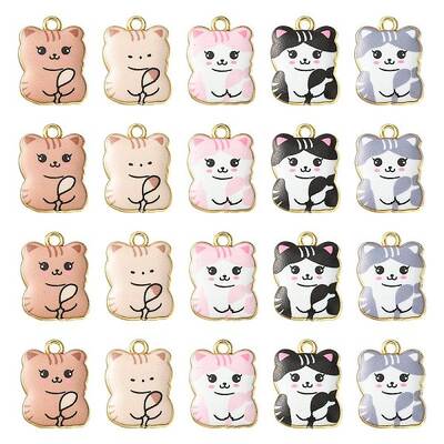 30Pcs 5 Style Printed Alloy Pendants