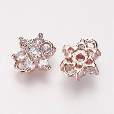 Brass Micro Pave Grade AAA Cubic Zirconia Links