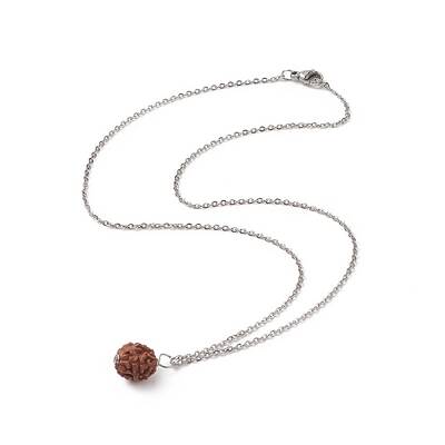 Natural Rudraksha Round Beaded Pendant Necklace