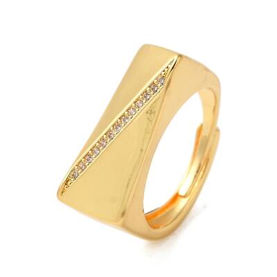Brass Micro Pave Clear Cubic Zirconia Adjustable Rings for Women