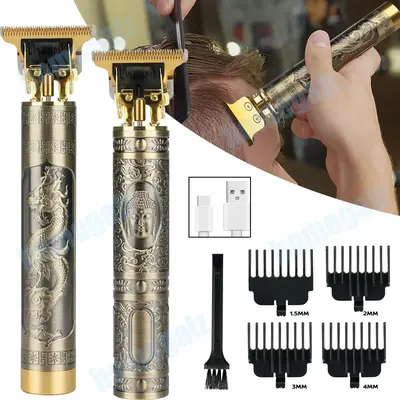 Professional Trimmer Hair Clippers, Cordless Barber Shaving Machine, USB Chargeable  Beard Trimmer Beard Shaver for Men Fathe...