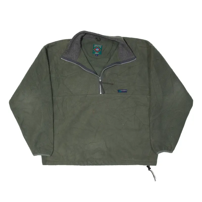 G.H. BASS & CO Outdoors Fleece Green 90s 1/4 Zip Mens L