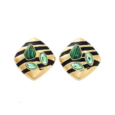 Synthetic Malachite Stud Earrings