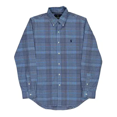Ralph Lauren Checked Shirt - Medium Blue Polyester Blend