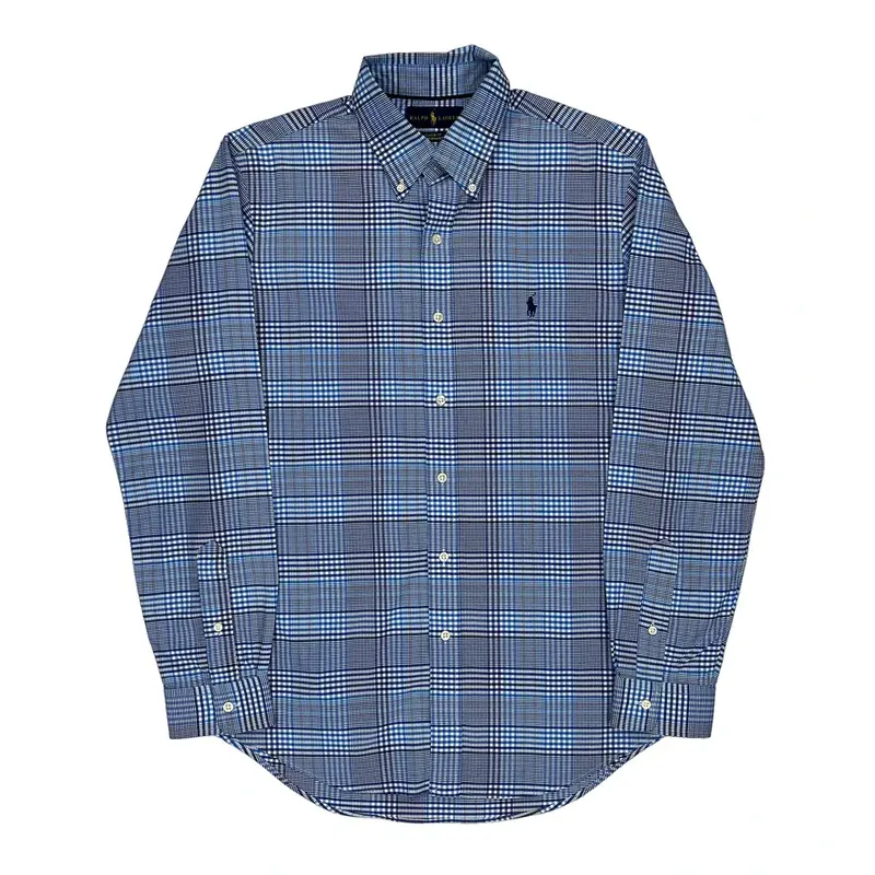 Ralph Lauren Checked Shirt - Medium Blue Polyester Blend