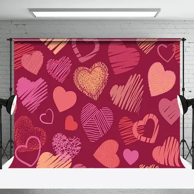 Hot Pink Hearts Romantic Valentines Day Backdrop - Aperturee
