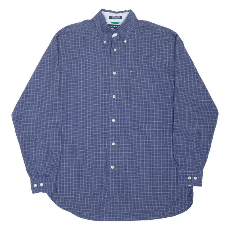 TOMMY HILFIGER Shirt Blue Check Long Sleeve Mens S