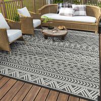 [Deals for You Days] MontVoo Waterproof Outdoor Rug with/without light option, Boho Geometric Reversible Mat, Stain-Resistant...