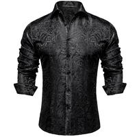 AILISUS Black Luxury Men's Paisley Floral Slim Fit Long Sleeve Jacquard Wrinkle Free Dress Shirt Formal Casual Button Down Sh...