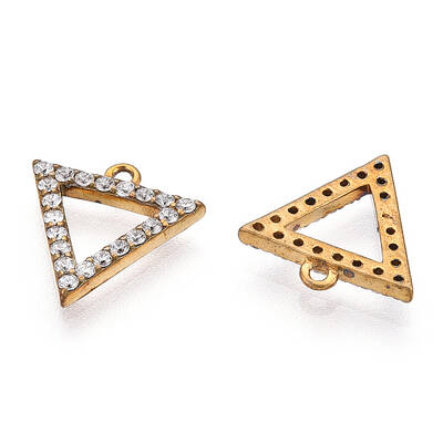 Brass Micro Pave Clear Cubic Zirconia Charms