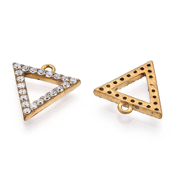 Brass Micro Pave Clear Cubic Zirconia Charms