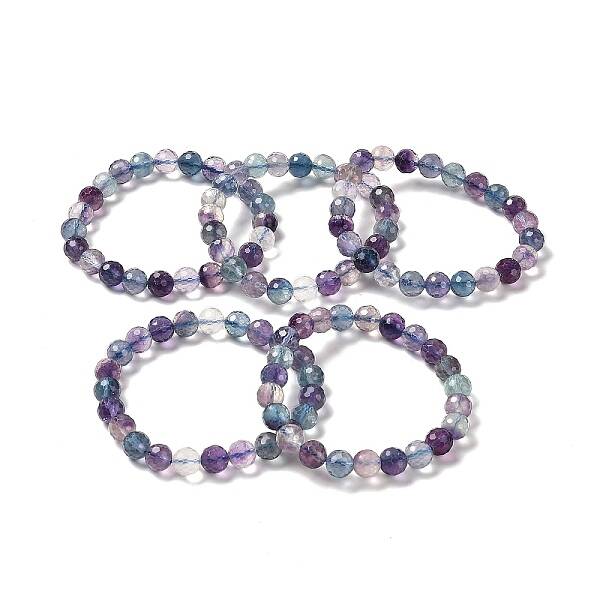Natural Fluorite Beaded Stretch Bracelets