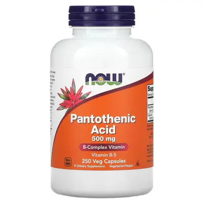 NOW Foods Pantothenic Acid, 500 mg, 250 Veg Capsules