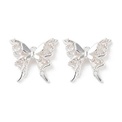Brass Micro Pave Clear Cubic Zirconia Pendants