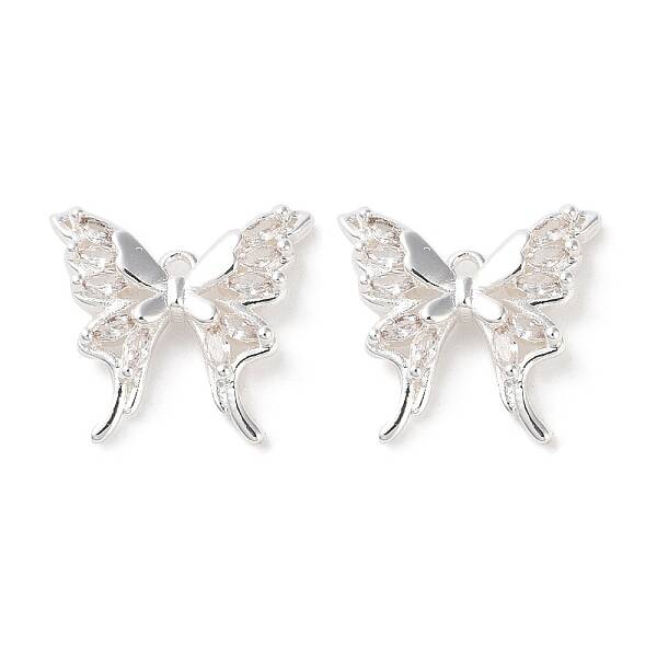 Brass Micro Pave Clear Cubic Zirconia Pendants