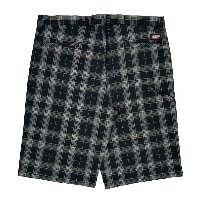 Dickies Checked Shorts - 38W 13L Black Cotton Blend | Size: 38″ waist